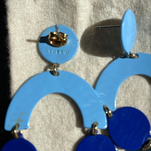 J.Crew Enameled-Blues Chandelier Earrings with gold findings. 3 1/2” - Picture 3 of 4